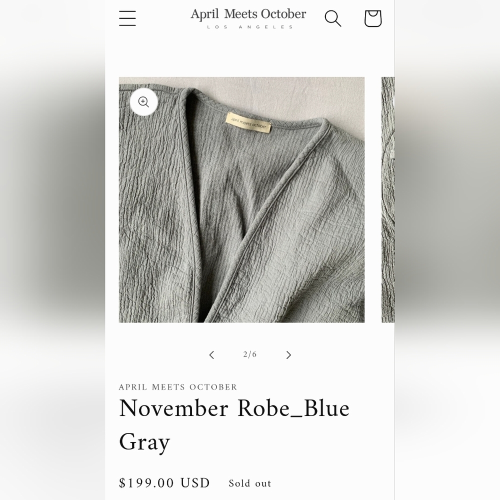 April Meets October November Robe in Blue Gray One Size EUC - Picture 2 of 8